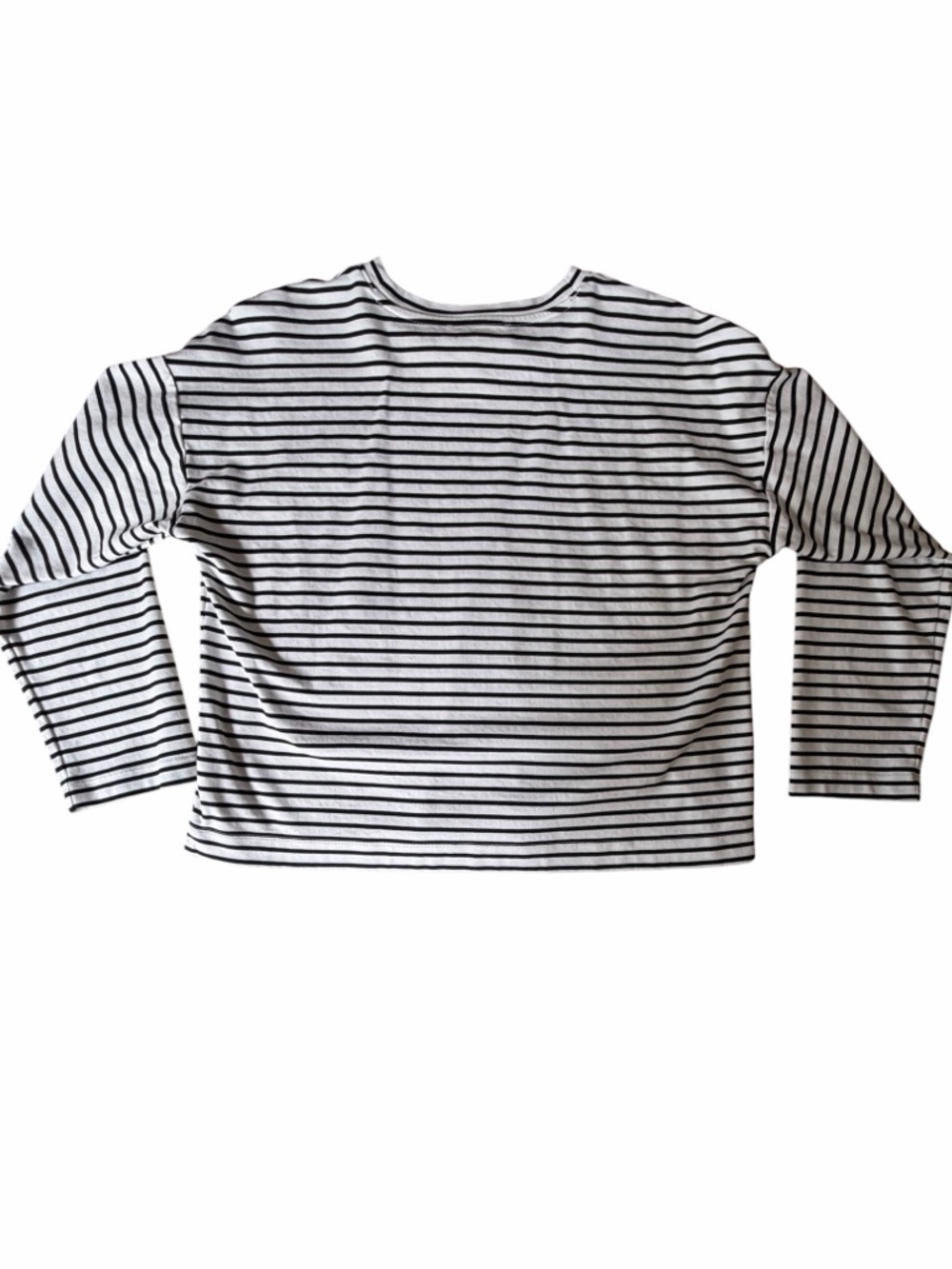 Spanx 100% Cotton Black and White Striped Crewneck Long Sleeve Tee, Large - Picture 3 of 6